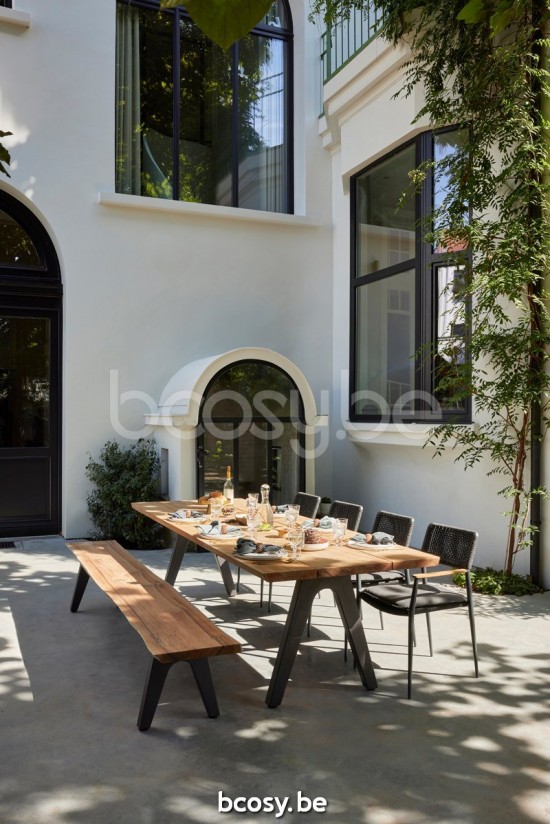 Diphano Pure banc de jardin 340x40 Cadre Aluminium Lava Dessus Teck naturel.