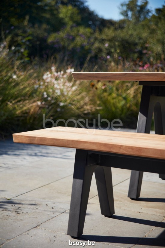 Diphano Pure bench 340x40 Aluminium Lava Frame Top Natural Teak.