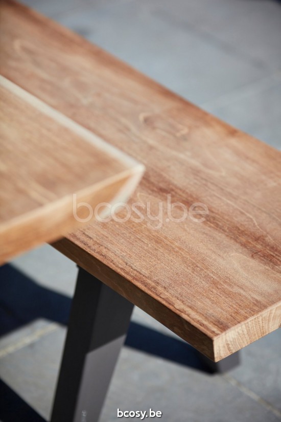 Diphano Pure banc de jardin 240x40 Cadre Aluminium Lava Dessus Teck naturel.