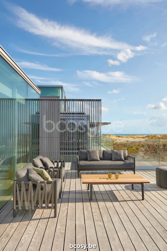 Diphano Switch Lit de bain empilable corde ensemble de coussins inclus Cadre Aluminium Lava Tissu imperméable Clay corde Onyx.