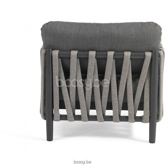 Diphano Switch Lit de bain empilable corde ensemble de coussins inclus Cadre Aluminium Lava Tissu imperméable Clay corde Onyx.