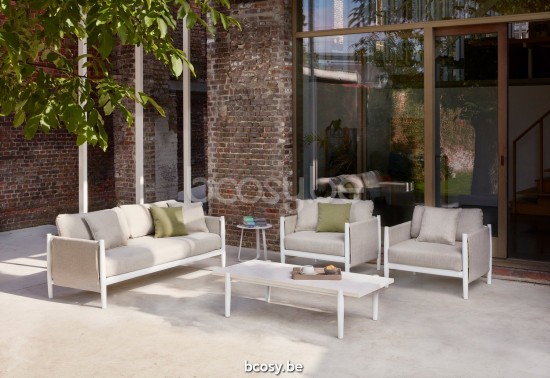 Diphano Switch Stapelbare combo stof (2x loungestoel + 2,5-zits) inclusief kussenset Aluminium Wit Frame Stof Weersbestendig .