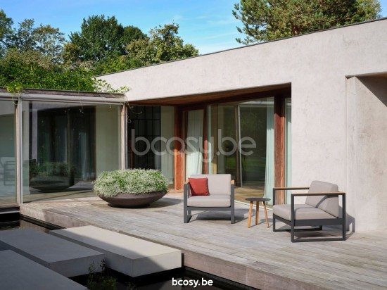 Diphano Landscape fauteuil de salon avec accoudoir en teck Cadre Aluminium Lava Tissu All Weather Brown Mêlé Accoudoirs en Te.