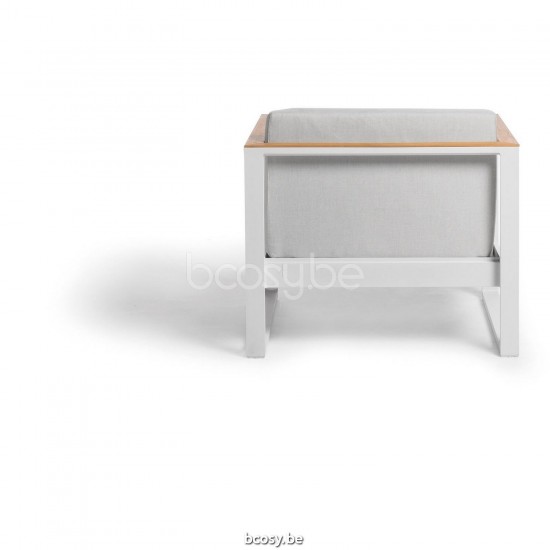 Diphano Landscape fauteuil de salon avec accoudoir en teck Cadre Aluminium blanc Tissu All Weather Shine Accoudoirs en Teck n.