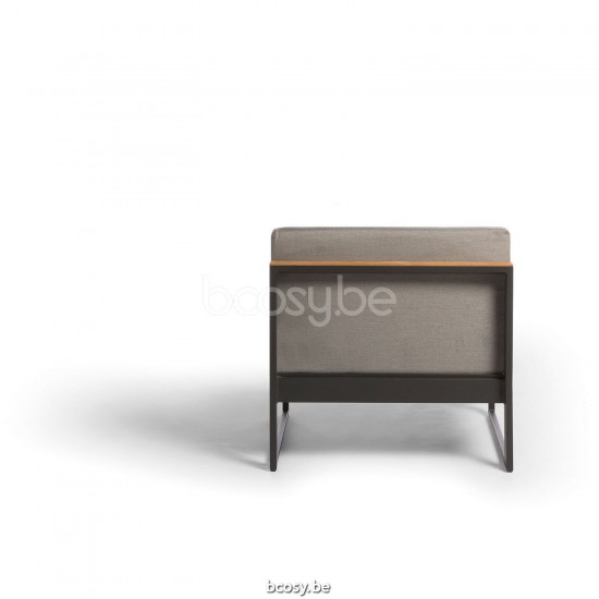 Diphano Landscape Modular petit fauteuil central avec accoudoir en teck Cadre Aluminium Lava Tissu All Weather Brown Mêlé Acc.