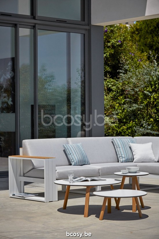Diphano Landscape Modular Modulaire Loungeset middendeel middendelen met teak armsteun Aluminium Wit All Weather Shine Armleu.