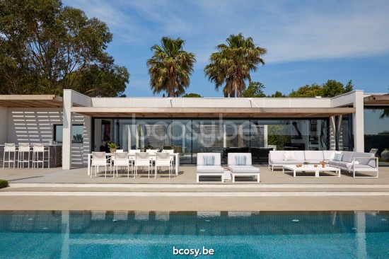 Diphano Landscape Modular petit fauteuil central avec accoudoir en teck Cadre Aluminium blanc Tissu All Weather Shine Accoudo.