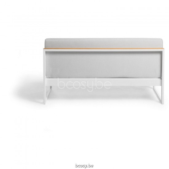 Diphano Landscape Modular grand siège central avec accoudoir en teck Cadre Aluminium blanc Tissu All Weather Shine Accoudoirs.