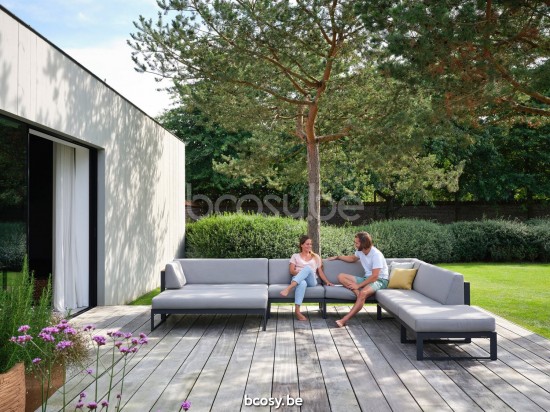 Diphano Landscape Modular lounge set Modular part 2 seater left with teak arms PCA Lava All Weather Brown Mêlé Armrests in Na.