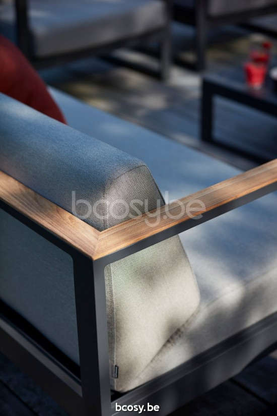 Diphano Landscape Modular Partie modulaire 2 places gauche avec accoudoir en teck Aluminium Lava All Weather Brown Mêlé Accou.