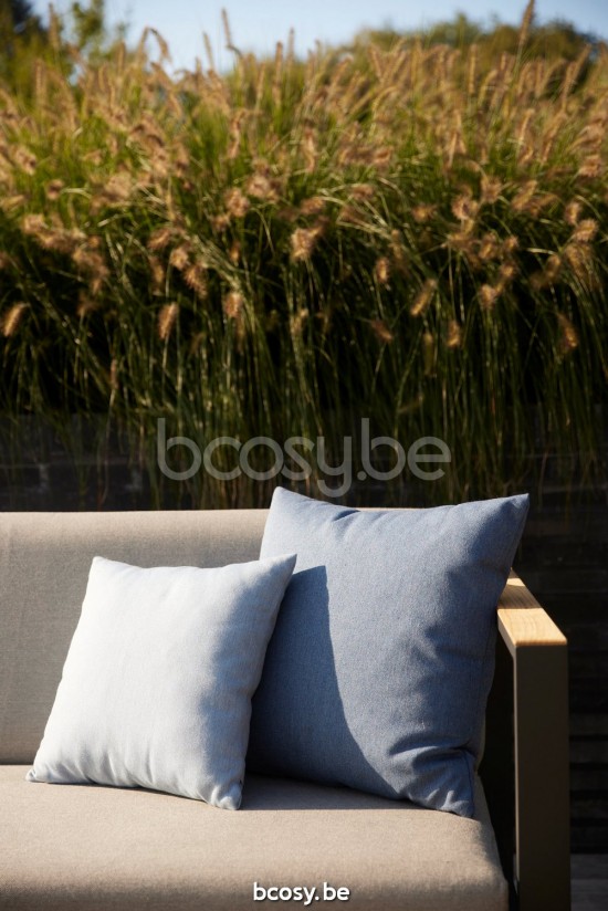 Diphano Landscape Modular double siège gauche avec accoudoir en teck Cadre Aluminium Lava Tissu All Weather Brown Mêlé Accoud.