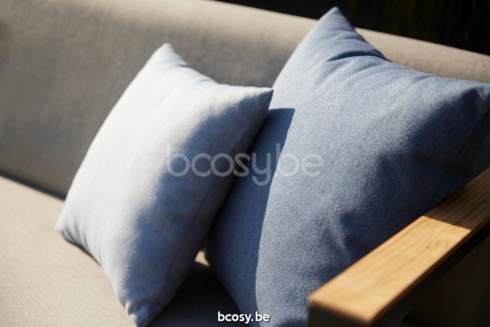 Diphano Landscape Modular linke Doppelsitzbank mit Teakholzarmlehne Aluminium Lava Gestell Stoff All Weather Brown Mêlé Armle.