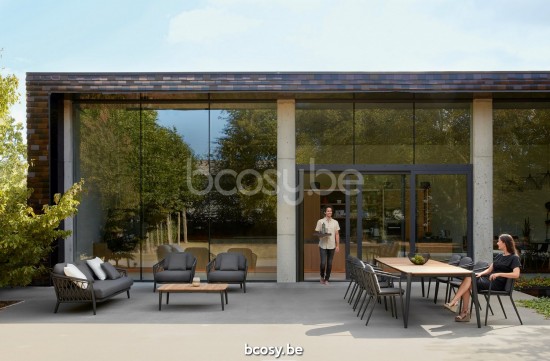 Diphano Diamond Combiné empilable (2x Fauteuil de jardin + 2-places) ensemble de coussins inclus Cadre Aluminium Lava Tissu C.