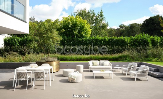 Diphano Diamond Stapelbare combo (2x loungezetel + 2-zits) inclusief kussenset Aluminium Wit Frame StofCombo Twisted Linen - .