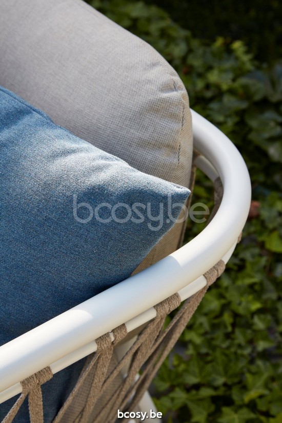 Diphano Diamond Combiné empilable (2x Fauteuil de jardin + 2-places) ensemble de coussins inclus Cadre Aluminium blanc Tissu .