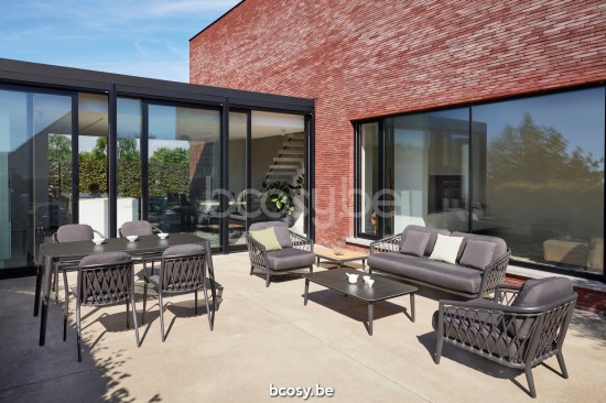 Diphano Diamond Modular salons de jardin détente 2 places Aluminium Lava corde Fusain 14mm.