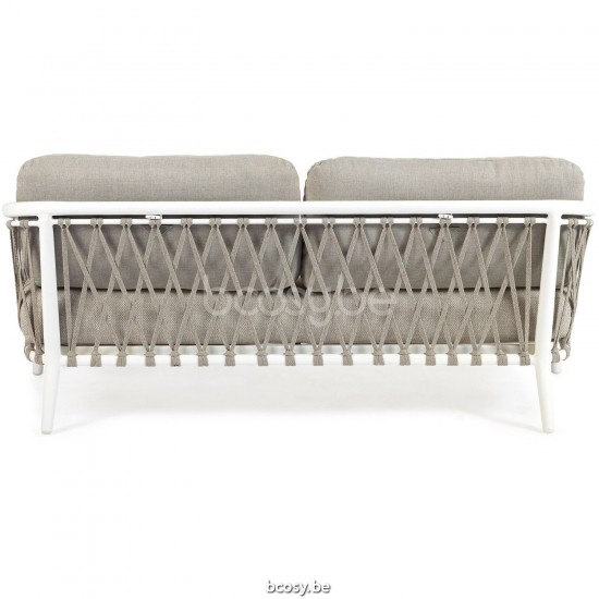 Diphano Diamond Modular 2 places empilable ensemble de coussins inclus Cadre Aluminium blanc Tissu Combo Twisted Linen - Tund.