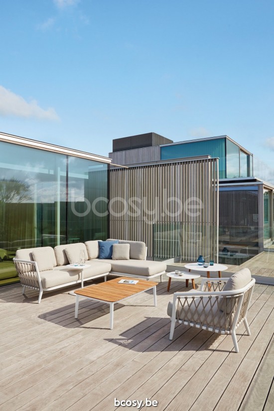 Diphano Diamond Modular dubbele rechter hoekzetel inclusief kussenset Aluminium Wit Frame StofCombo Twisted Linen - Tundra to.