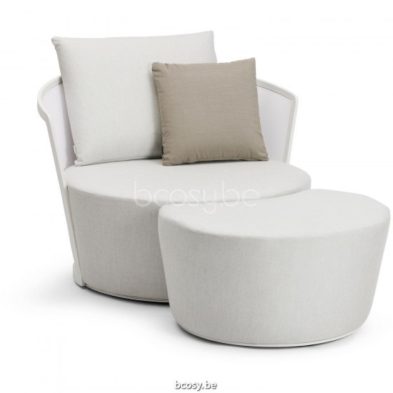 Diphano Cielo fauteuil de salon ensemble de coussins inclus Cadre Aluminium blanc Tissu Combo Batyline White - Shine.