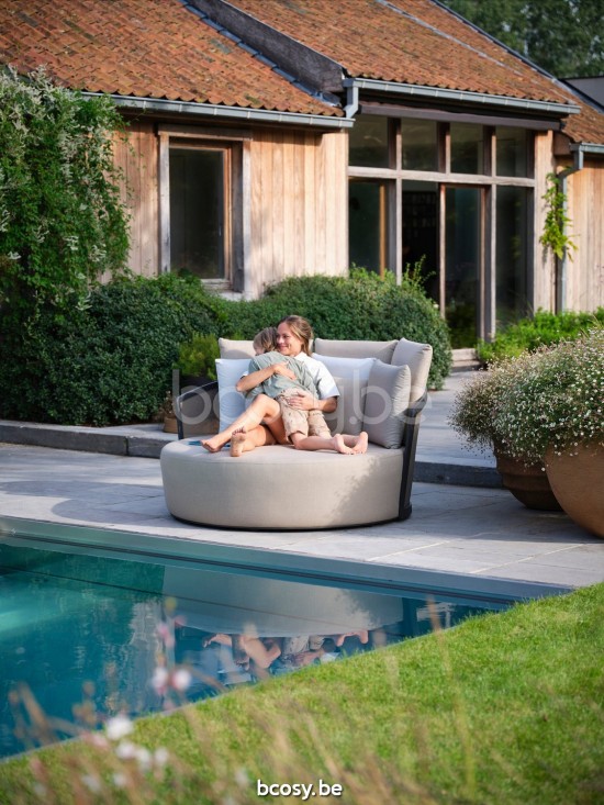 Diphano Cielo lit de jour ensemble de coussins inclus Cadre Aluminium Lava Tissu Combo Batyline Coffee - Linen.