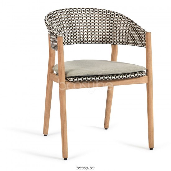 Diphano Spirit Gartenstuhl HDPE Natürliches Teakholz Gestell HDPE Vichy.