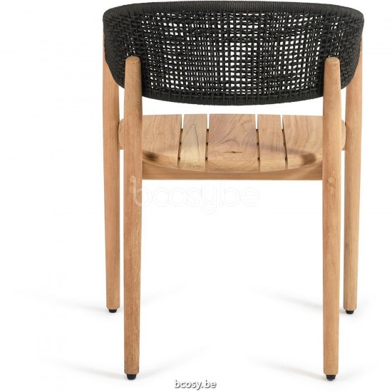 Diphano Spirit chaise de jardin corde Cadre Teck naturel corde Graphite 4mm.