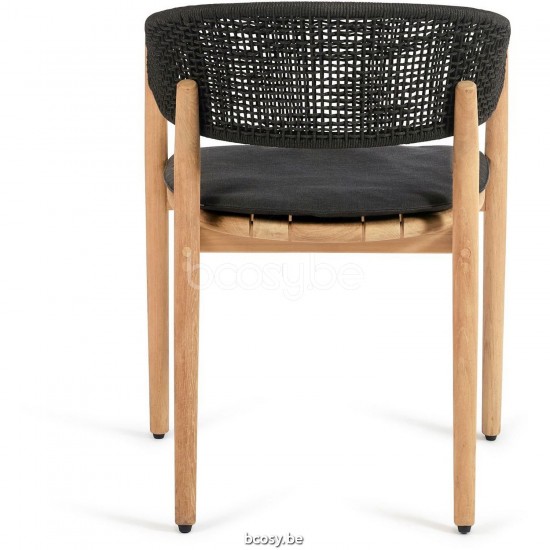 Diphano Spirit chaise de jardin corde Cadre Teck naturel corde Graphite 4mm.