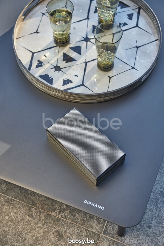 Diphano Coast Modular salontafel met teak arm 61h Aluminium Lava Frame.