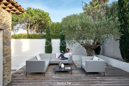 Diphano Coast Modular double siège d'angle droit Cadre Aluminium Lava Tissu imperméable Silver.