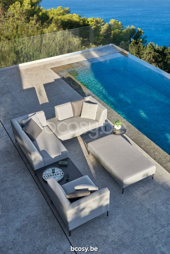 Diphano Coast Modular hoekbank Aluminium Lava Frame Stof Weersbestendig Silver.