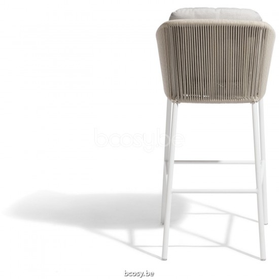 Diphano Omer tabouret de bar 77,5h Cadre Aluminium blanc corde Minéral 5mm.