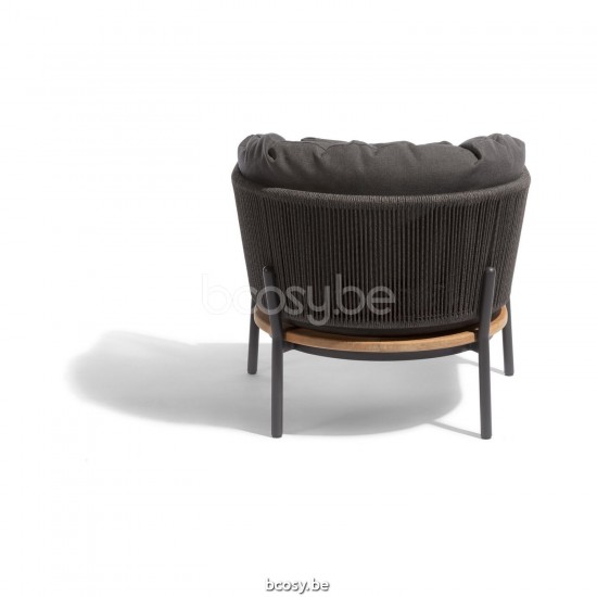 Diphano Omer Stackable lounge chair Aluminium Lava Frame Rope Graphite 5mm.