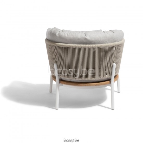 Diphano Omer Stackable lounge chair Aluminium White Frame Rope Mineral 5mm.