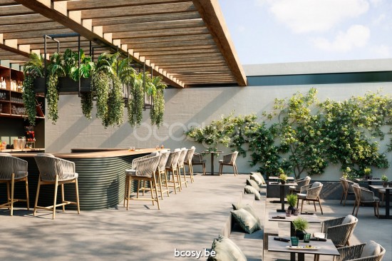 Diphano Newport halfhoge barstoelen Counterstoelen 61h Aluminium koffie touw Kiezel 11mm.