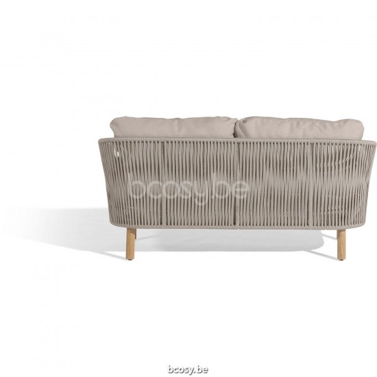 Diphano Newport Canapé de jardin 2 places Cadre Aluminium Café corde Caillou 11mm.