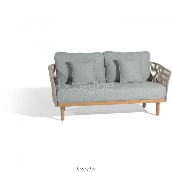 Diphano Newport 2-sitziger Gartensofa Aluminium Kaffee Gestell Seil Kieselstein 11mm.