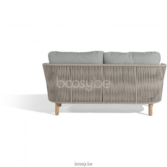 Diphano Newport Canapé de jardin 2 places Cadre Aluminium Café corde Caillou 11mm.