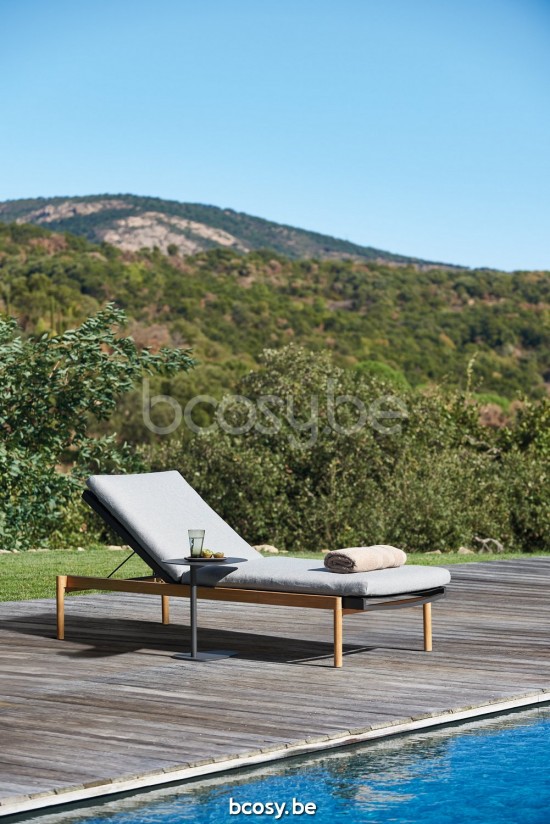 Diphano Newport lits de jardin bain de soleil Fauteuils de relaxation chaises longues avec accoudoir en teck Aluminium Lava B.