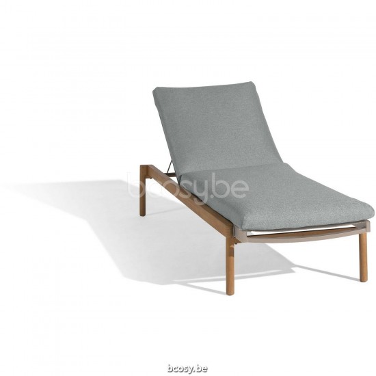 Diphano Newport Sonneliege mit Teakholzarmlehne Aluminium Kaffee Gestell Stoff Batyline sand Farbe Armlehnen in Natürliches T.