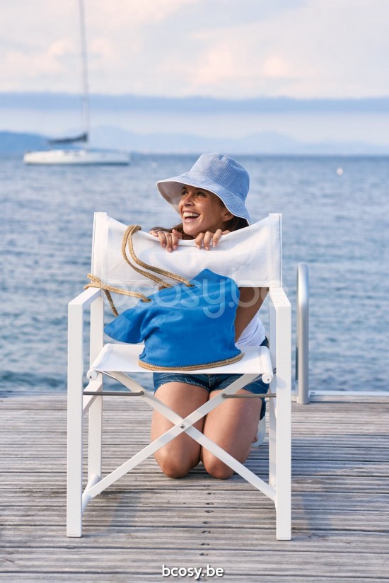 Diphano Alexa folding director's chair Aluminium White Frame single layer Batyline White Fabric.