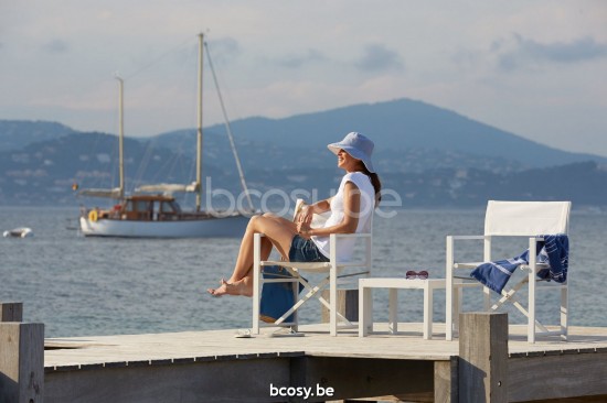 Diphano Alexa chaise de directeur pliante Cadre Aluminium blanc Tissu Couche unique Batyline blanc.