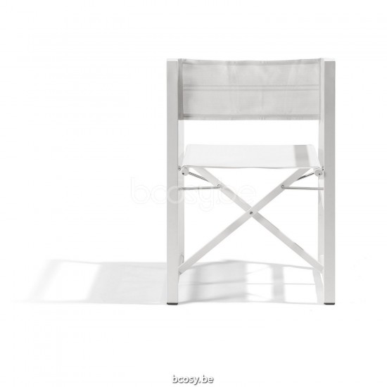 Diphano Alexa chaise de directeur pliante Cadre Aluminium blanc Tissu Couche unique Batyline blanc.