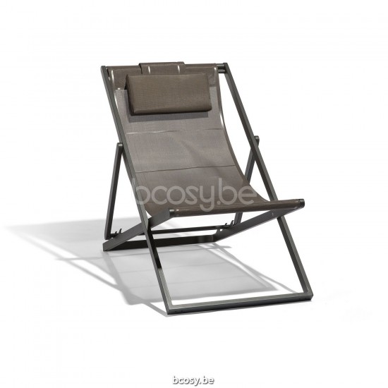 Diphano Alexa chaise de plage pliante Cadre Aluminium Lava Tissu Couche unique de Textylène Quartz.