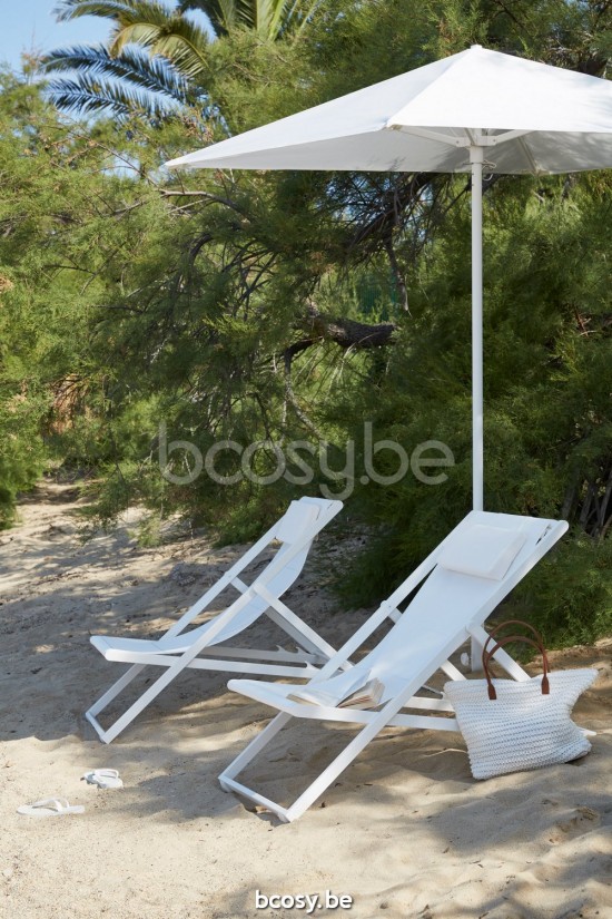 Diphano Alexa beach chairs Folding Deck chairs PCA White single layer Textylene White.