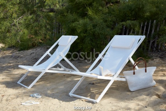 Diphano Alexa strandstoelen tuinligstoelen outdoor Aluminium Wit enkele laag Textylene Wit.