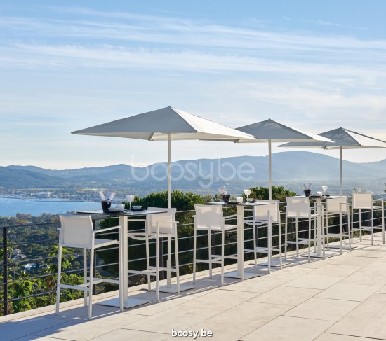 Diphano Alexa garden outdoor bar chairs stools 77h PCA White single layer Batyline White.