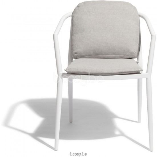 Diphano Diamond Stackable dining armchair Aluminium White Frame Batyline White Fabric Rope Rye 14mm.