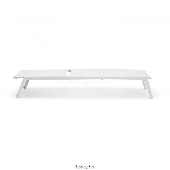 Diphano Selecta Chaise longue empilable à roulettes Cadre Aluminium blanc Tissu Couche unique Batyline blanc.
