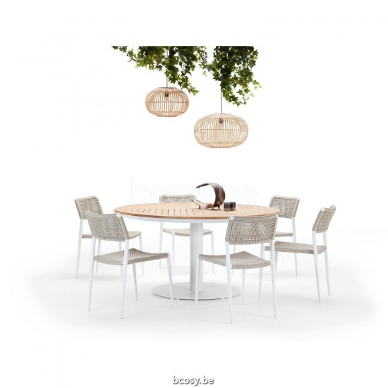 Diphano Ray tuinstoelen buitenstoelen Aluminium Wit touw Mineraal 5mm.