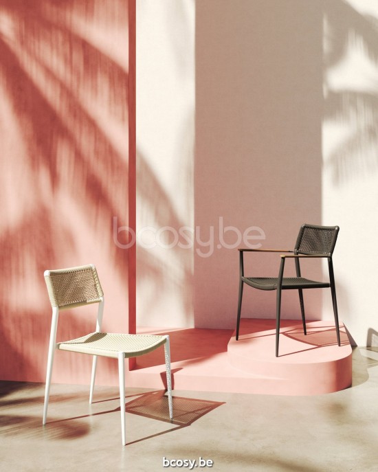 Diphano Ray fauteuils de jardin Aluminium blanc corde Minéral 5mm.